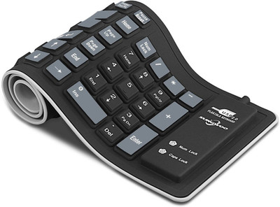 VibeX ™ Foldable Silicone Keyboard USB Wired Waterproof Rollup Keyboard for PC Notebook Laptop Bluetooth, Wireless Multi device Keyboard