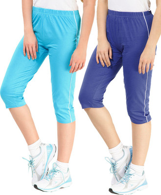 

Minnow Capri For Girls Casual Solid Cotton(Multicolor Pack of 2), Aqua/royal
