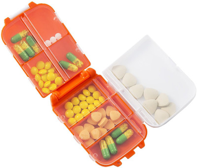 

VibeX ™ Travel Pill Container Medical Triple White Organizer Folca 8 Compartments ™ Travel Pill Container Medical Triple White Organizer Folca 8 Compartments Pill Box(Orange, White)