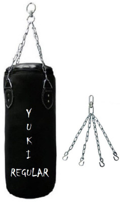 

YUKI Regular 4.0 Feet Long, PU Material, Black Color, Unfilled with Hanging Chain Hanging Bag(Heavy, 48 kg)
