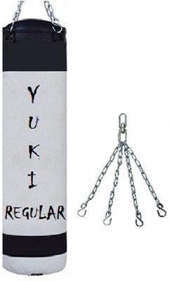 

YUKI Regular 2.0 Feet Long, PU Material, White and Black Color, Unfilled with Hanging Chain Hanging Bag(Heavy, 24 kg)
