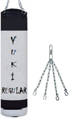 

YUKI Regular 5.0 Feet Long, PU Material, White and Black Color, Unfilled with Hanging Chain Hanging Bag(Heavy, 60 kg)