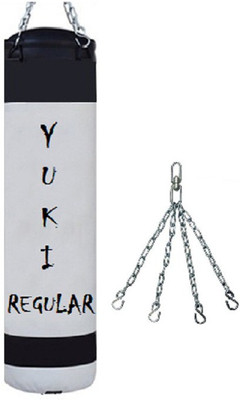 

YUKI Regular 1.5 Feet Long, PU Material, White and Black Color, Unfilled with Hanging Chain Hanging Bag(Heavy, 18 kg)