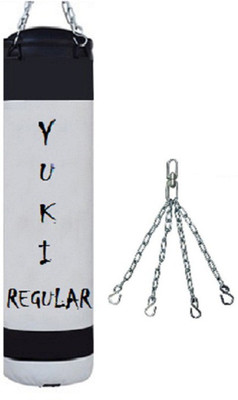 

YUKI Regular 2.5 Feet Long, PU Material, White and Black Color, Unfilled with Hanging Chain Hanging Bag(Heavy, 30 kg)
