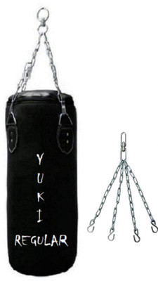 

YUKI Regular 3.0 Feet Long, PU Material, Black Color, Unfilled with Hanging Chain Hanging Bag(Heavy, 36 kg)