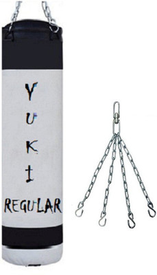 

YUKI Regular 4.5 Feet Long, PU Material, White and Black Color, Unfilled with Hanging Chain Hanging Bag(Heavy, 54 kg)