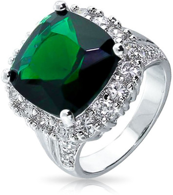 

Bling Jewelry Sterling Silver Cubic Zirconia Rhodium Plated Ring, Green