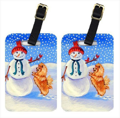 

Caroline's Treasures 7151BT Snowman With Pomeranian Luggage Tags Luggage Tag(Multicolor)