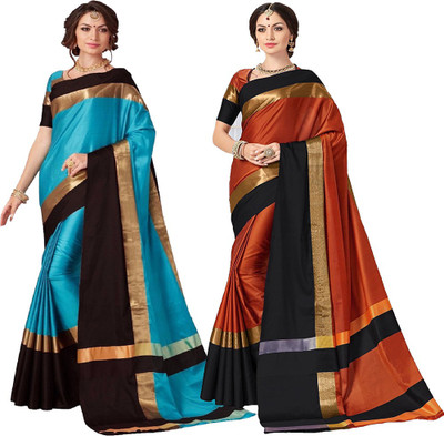 73% OFF on Aaghnya Woven Bollywood Cotton Silk Saree(Pack of