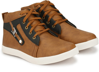 

bigfox High-Top Arch Sneakers For Men(Tan, Brown