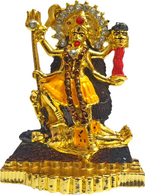 VINTAN Religious Goddess Maa Chandi Kali Figurine/Lorddess Devi Maa Kalika idol Handicraft Statue-Home Room Office Temple Mandir Murti Car Dashboard Decor Gift item. Decorative Showpiece - 5 cm(Brass, Gold)