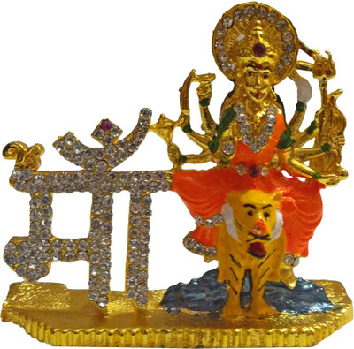 

VINTAN Religious Goddess Maa Durga Figurine/Lorddess Devi Maa Sherawali idol Handicraft Statue-Home Room Office Temple Mandir Murti Car Dashboard Decor Gift item. Decorative Showpiece - 8 cm(Gold Plated, Gold)