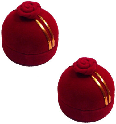 

Addyz Pack of 2 Pieces Ring Rose Sphere Shaped Valentine Wedding Proposal Gift Case Jewellery Vanity Box(Red)