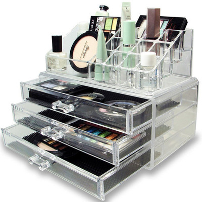 

ShopAis Cosmetic Organizer Cum jewellery Box With 3 Drawers For jewellery Cosmetics Makeup Vanity Box(White)