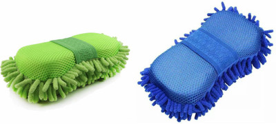 VRT 2 Pcs Car Microfibre Chenile Duster With Grip Mitt Sponge(Pack of 2)