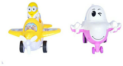 

SANJARY Cute Plane Shaped Big Sized Minion and Cartoon Themed Colourfull friction toy for kids (Multicolor)(Multicolor)
