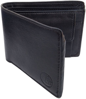 ilw Men Black Genuine Leather Wallet(5 Card Slots)