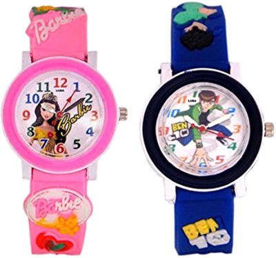 Faas Barbie & Ben ten Rubber Band Combo.(Pink,Blue) Watch  - For Boys & Girls   Watches  (Faas)
