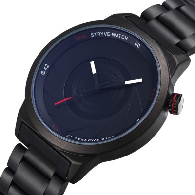 STRYVE S6001 STRYVE S6001 Photographer Series Camera Style Japanese movement Stainless Steel 30m waterproof Blue glass Quartz watch - BLACK Watch  - For Men   Watches  (STRYVE)