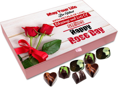 

Chocholik Rose Day Gift Box - On This Rose Day I Wish That Your Life Is Filled With Petals Of Love Chocolate Box - 12pc Truffles(144 g)