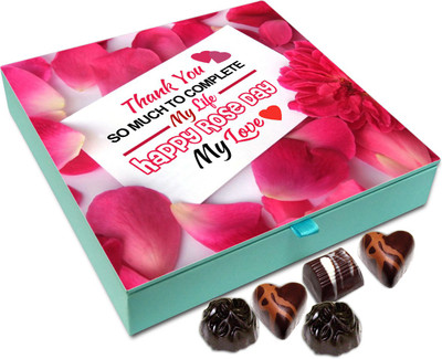 

Chocholik Rose Day Gift Box - Happy Rose Day My Love Thank You For Completing My Life Chocolate Box - 9pc Truffles(108 g)