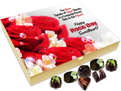

Chocholik Rose Day Gift Box - The Rose Speaks Of Love Silently In A Language Known Only To Heart Chocolate Box - 20pc Truffles(240 g)