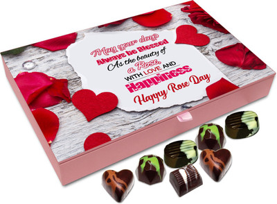 

Chocholik Rose Day Gift Box - Happy Rose Day May Your Days Always Be Blessed Chocolate Box - 12pc Truffles(144 g)