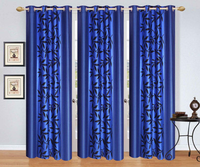 

Ville Style 214 cm (7 ft) Polyester Door Curtain (Pack Of 3)(Floral, Blue)