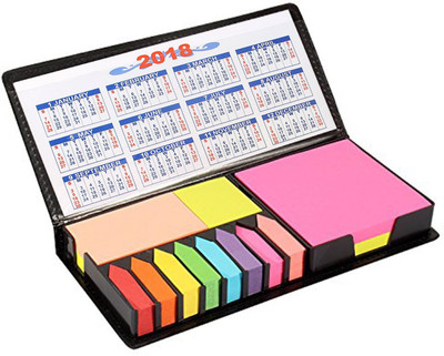 

PINZO Sticky Note Memo Pad with Arrow Flags in PU Leather Case - 100 Sheets with 2018 Calendar, 4 Colors(Set Of 1, Multicolor)