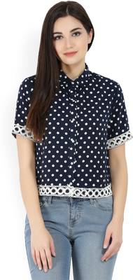 Jealous 21 Casual Half Sleeve Printed Women White, Dark Blue Top