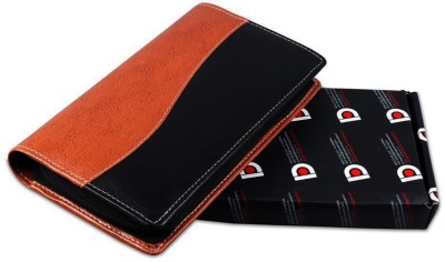 COI Expendable Leatherette Black And Brown Cheque Book Holder/Document Holder(Black)