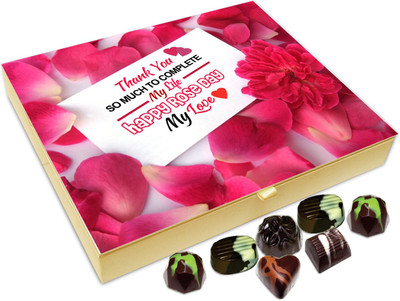 

Chocholik Rose Day Gift Box - Happy Rose Day My Love Thank You For Completing My Life Chocolate Box - 20pc Truffles(240 g)