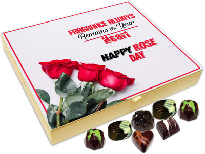 

Chocholik Rose Day Gift Box - Fragrance Always Remains In Your Heart Happy Rose Day Chocolate Box - 20pc Truffles(240 g)