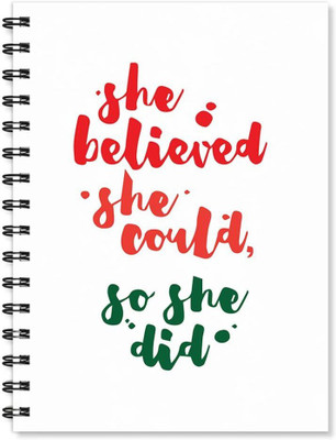 

100yellow A5 Notebook(Notebook | She Believed, She Could, So She Did Printed Notebook | Motivational Quotes Printed | Designer Wire Bound Ruled Paper Sheets Personal And Office Stationary Notebooks Diary, Multicolor)