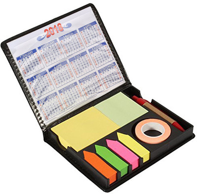 

Pinzo Sticky Note Memo Pad with Arrow Flags - 100 Sheets & Pen in PU Leather Case with 2018 Calendar, 2 Colors(Set Of 1, Multicolor)