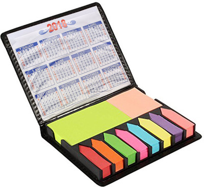 

PINZO Sticky Note Memo Pad with Arrow Flags in PU Leather Case - 100 Sheets with 2018 Calendar, 10 Colors(Set Of 1, Multicolor)