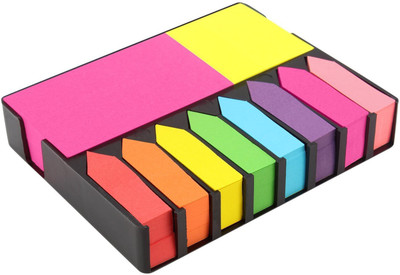 

PINZO Sticky Note Memo Pad with Arrow Flags Set - 100 Sheets 4 Sticky Note Pads+ 8 Arrow Flags, 3 Colors(Set Of 1, Neon)