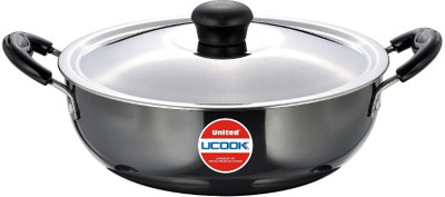 

Ucook United Induction Base Kadhai 24 cm with Lid(Hard Anodised, Induction Bottom), Black