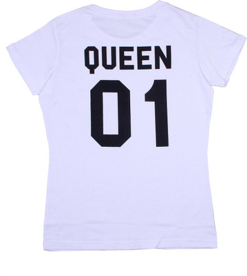 

Vivid Bharti Printed Women's Round Neck White T-Shirt