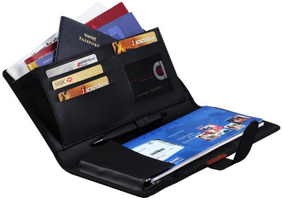 

COI Expendable Leatherite Cheque Book Holder/Document Holder (Royal Black)(Black)