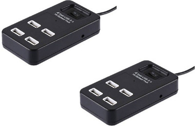 

durReey Set Of 2 Portable High Speed 4-Port 2.0 Converter Adapter Single Switch P1601B USB Hub(Black)