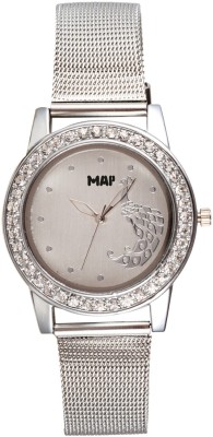 Map Stylish MAP09 Silver Diamond Designer Women Watch Designer Watch  - For Women   Watches  (Map)