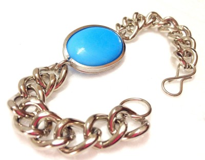 Dzinetrendz Brass Turquoise Silver Bracelet