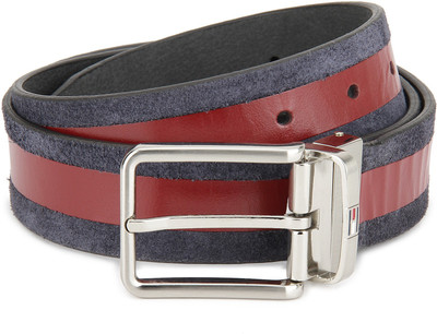 

Tommy Hilfiger Men Casual Multicolor Genuine Leather Reversible Belt, Red+navy/grey