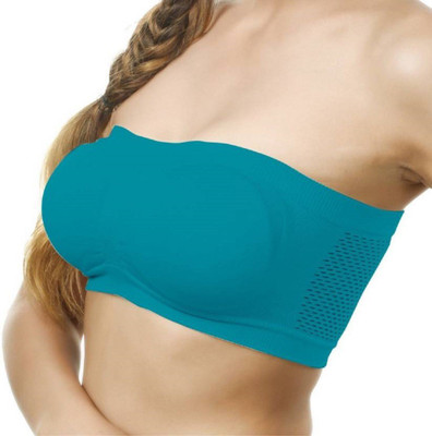 TRENDZINO by ™Lovable Strapless Seamless Active Base Layer Bandeau Tube Top Women Tube Lightly Padded Bra(Blue)