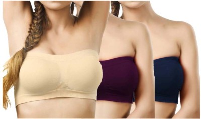 MEERA'S ERA Tube Bra Women Bandeau/Tube Non Padded Bra(Purple, Dark Blue, Beige)