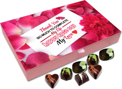 

Chocholik Rose Day Gift Box - Happy Rose Day My Love Thank You For Completing My Life Chocolate Box - 12pc Truffles(144 g)