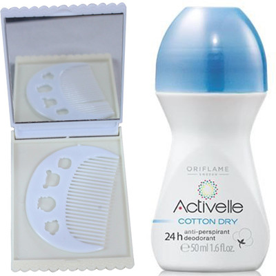 

Oriflame Sweden Activelle Anti-perspirant 24h Deodorant Cotton Dry 50ml (25281) With Comb Mirror Set(Set of 3)