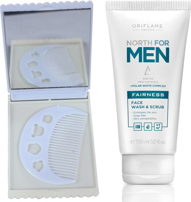 

Oriflame Sweden North For Men Fairness Face Wash & Scrub (32666) With Comb Mirror Set(Set of 3)