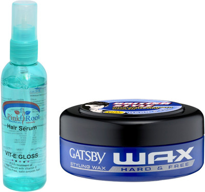 

Pink Root Hair Serum and GATSBY British Style Styling Wax HARD & FREE Pack of 2(Set of 2)